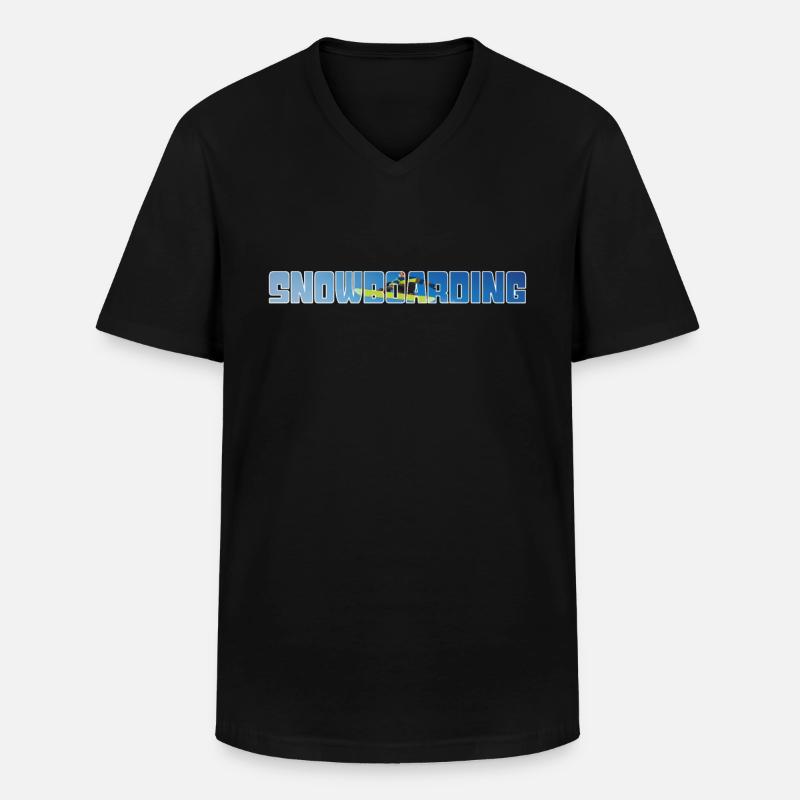 snowboarding - Männer-T-Shirt mit V-Ausschnitt - Schwarz