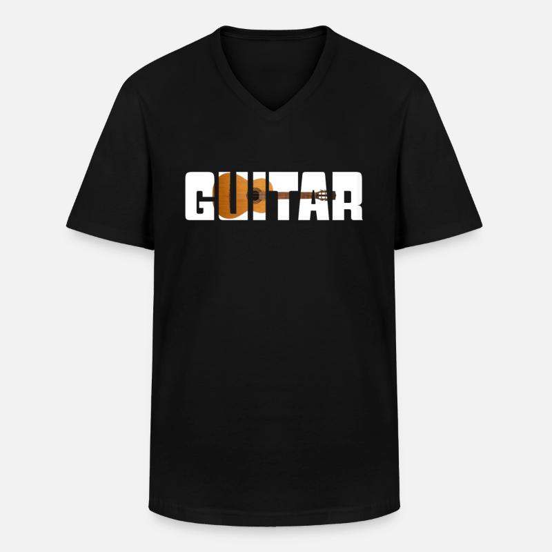 Gitarre - Männer-T-Shirt mit V-Ausschnitt - Schwarz