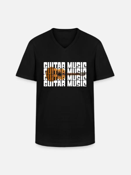 Guitare - T-shirt col V Homme - noir