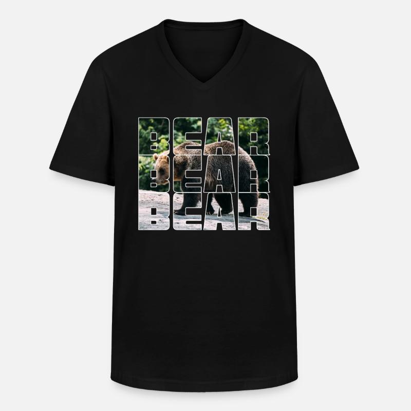 Bär - Männer-T-Shirt mit V-Ausschnitt - Schwarz