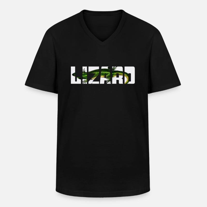Eidechse - Männer-T-Shirt mit V-Ausschnitt - Schwarz