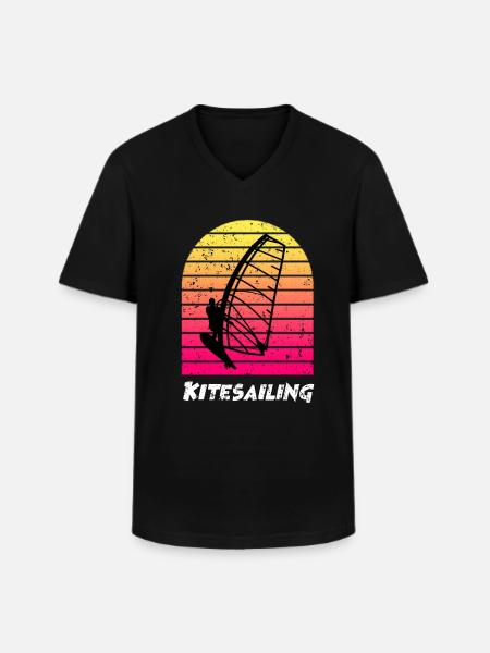 Kitesailing - Men's V-Neck T-Shirt - black