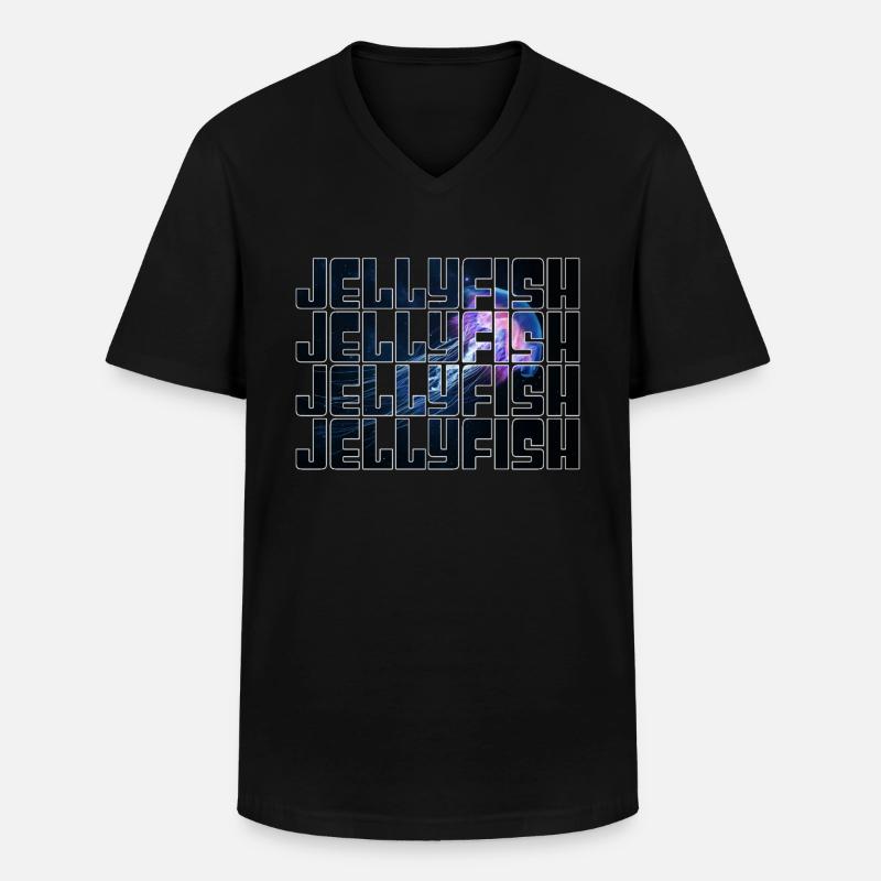 Qualle - Männer-T-Shirt mit V-Ausschnitt - Schwarz