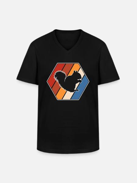 Squirrel Retro - Men's V-Neck T-Shirt - black