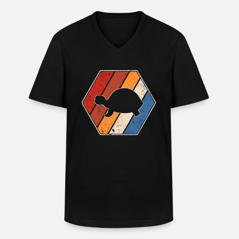 Turtle Retro - Men's V-Neck T-Shirt - black