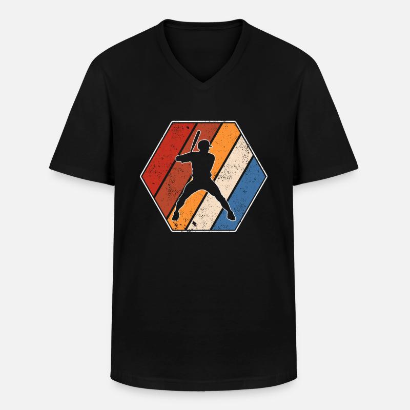 Baseball Retro - Männer-T-Shirt mit V-Ausschnitt - Schwarz