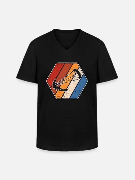 Kite Surfing Retro - Men's V-Neck T-Shirt - black