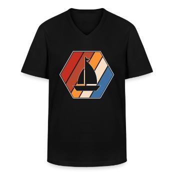 Rétro de la voile - T-shirt col V Homme - noir - Devant - AI Model Male 178 dark (178cm)