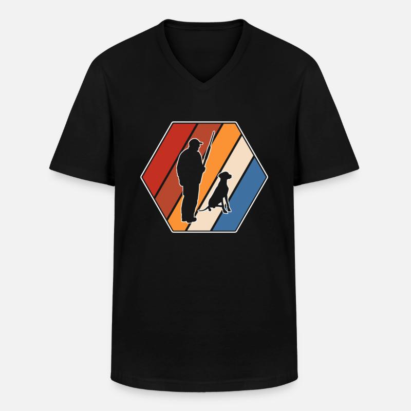 Jagen retro - Männer-T-Shirt mit V-Ausschnitt - Schwarz