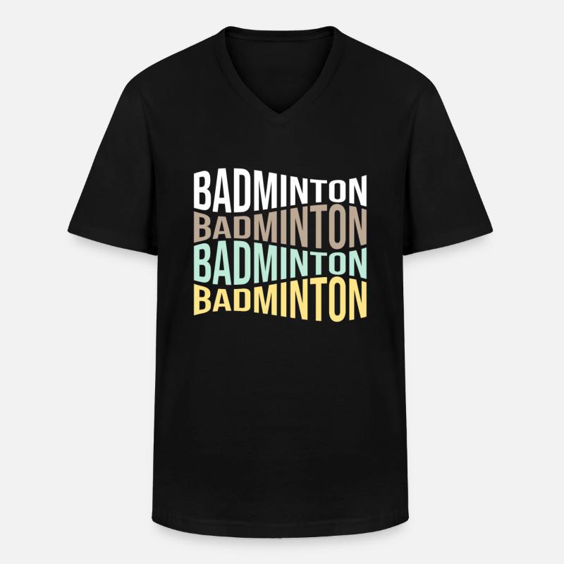 Badminton - Männer-T-Shirt mit V-Ausschnitt - Schwarz