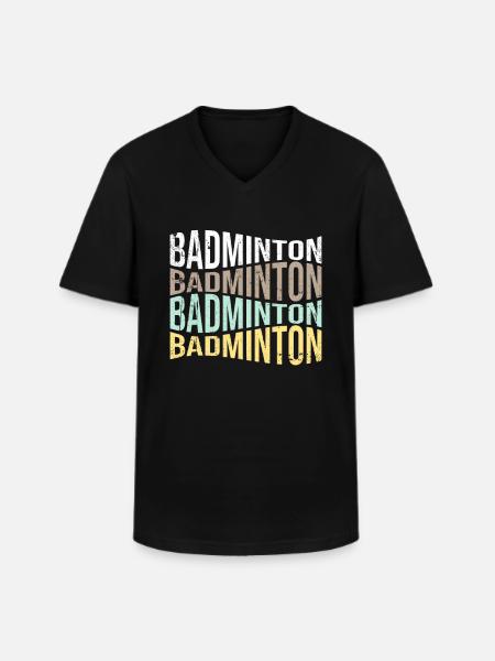 Badminton - Männer-T-Shirt mit V-Ausschnitt - Schwarz
