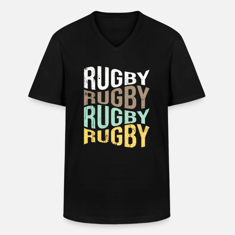 rugby - Männer-T-Shirt mit V-Ausschnitt - Schwarz