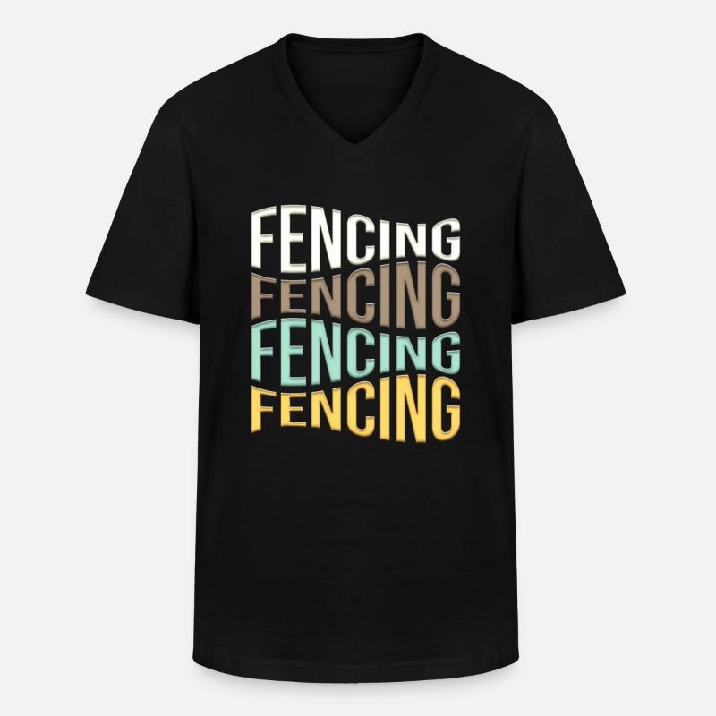 Fechten - Männer-T-Shirt mit V-Ausschnitt - Schwarz