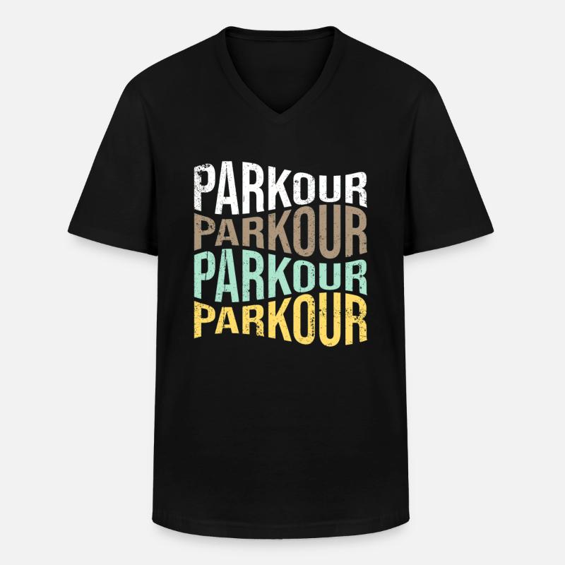 Parkour - Männer-T-Shirt mit V-Ausschnitt - Schwarz
