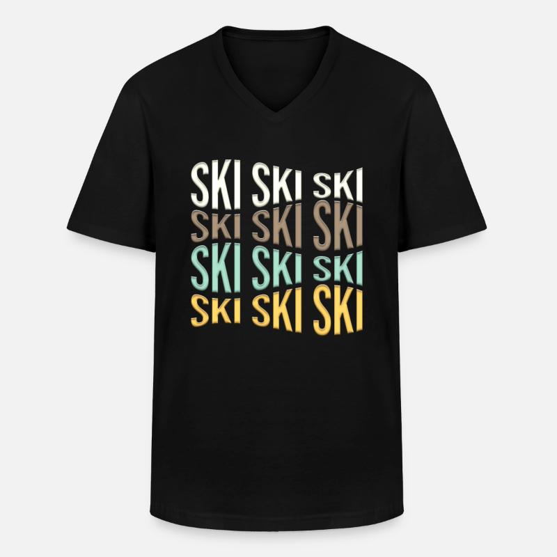 ski - Männer-T-Shirt mit V-Ausschnitt - Schwarz