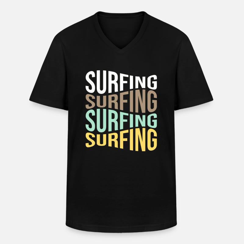 Surfen - Männer-T-Shirt mit V-Ausschnitt - Schwarz