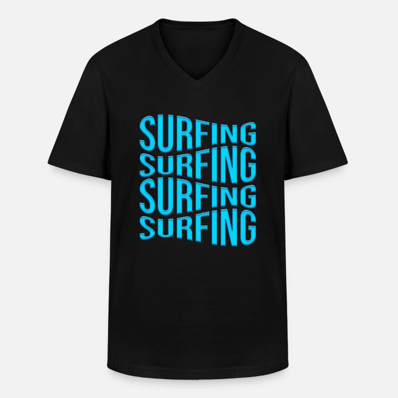 Surfen - Männer-T-Shirt mit V-Ausschnitt - Schwarz