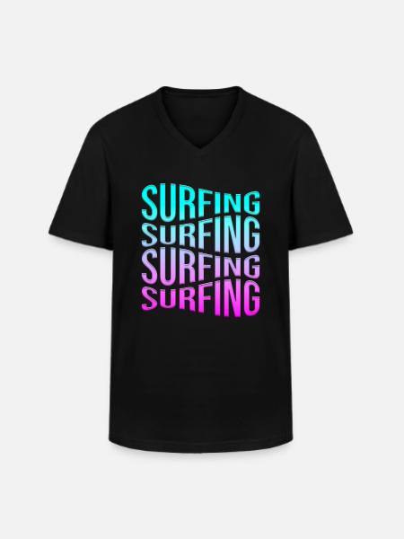 Surfen - Männer-T-Shirt mit V-Ausschnitt - Schwarz