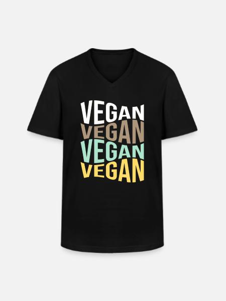 végétalien - T-shirt col V Homme - noir