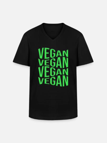 végétalien - T-shirt col V Homme - noir