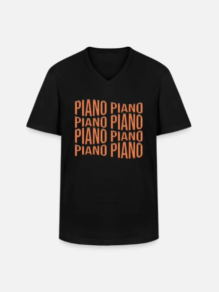 Piano - T-shirt col V Homme - noir