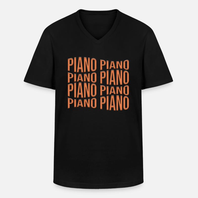 Klavier - Männer-T-Shirt mit V-Ausschnitt - Schwarz