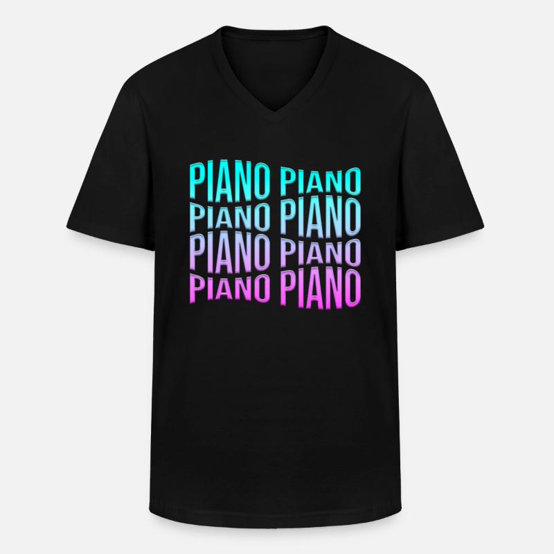 Klavier - Männer-T-Shirt mit V-Ausschnitt - Schwarz