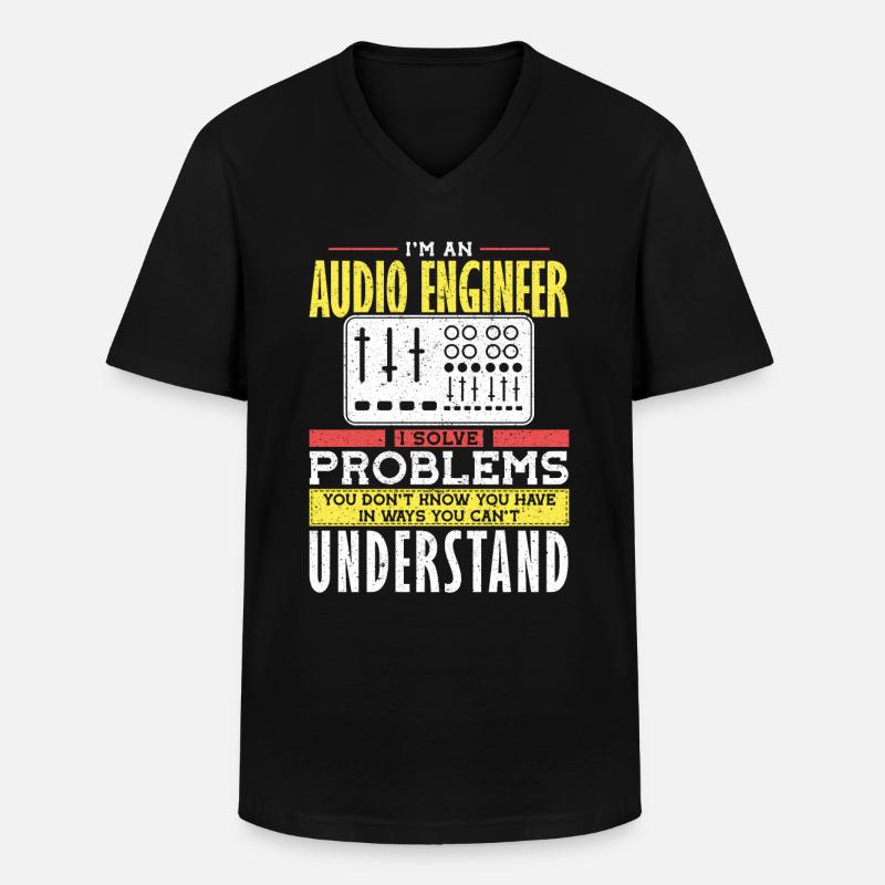 Audio Engineer Løs problem lydtekniker - Klassisk T-skjorte med V-hals for menn - svart