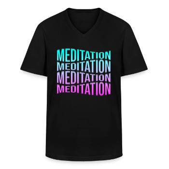 meditatie - Klassiek mannen T-shirt met V-hals - zwart - Voor - AI Model Male 178 dark (178cm)