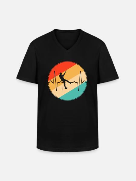 Climbing retro heartbeat - Men's V-Neck T-Shirt - black