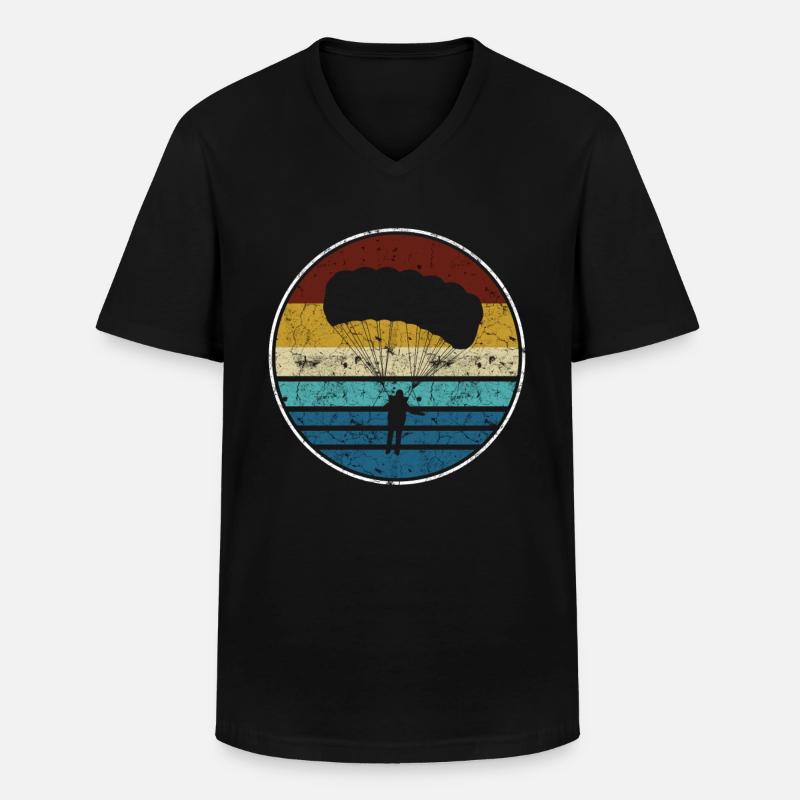 Fallschirm - Männer-T-Shirt mit V-Ausschnitt - Schwarz