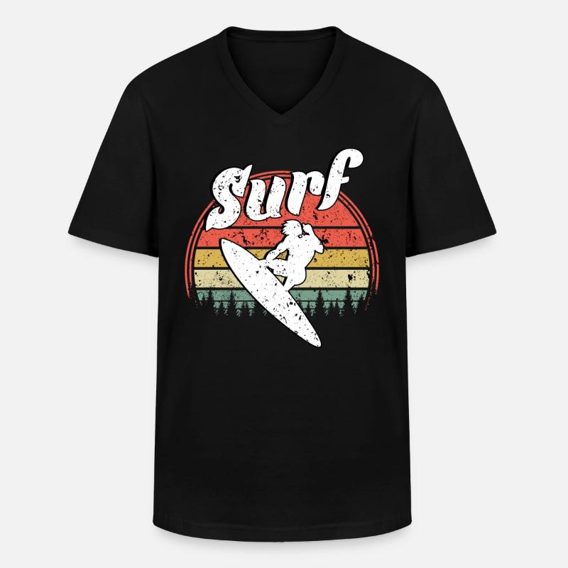 Surfen - Männer-T-Shirt mit V-Ausschnitt - Schwarz