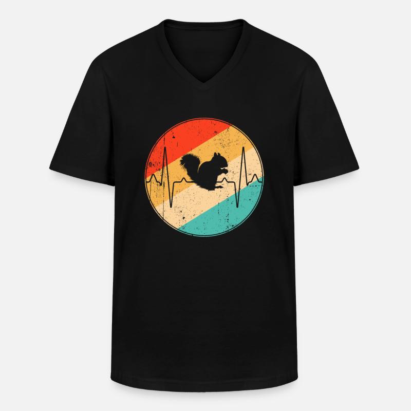 Eichhörnchen Retro Herzschlag - Männer-T-Shirt mit V-Ausschnitt - Schwarz