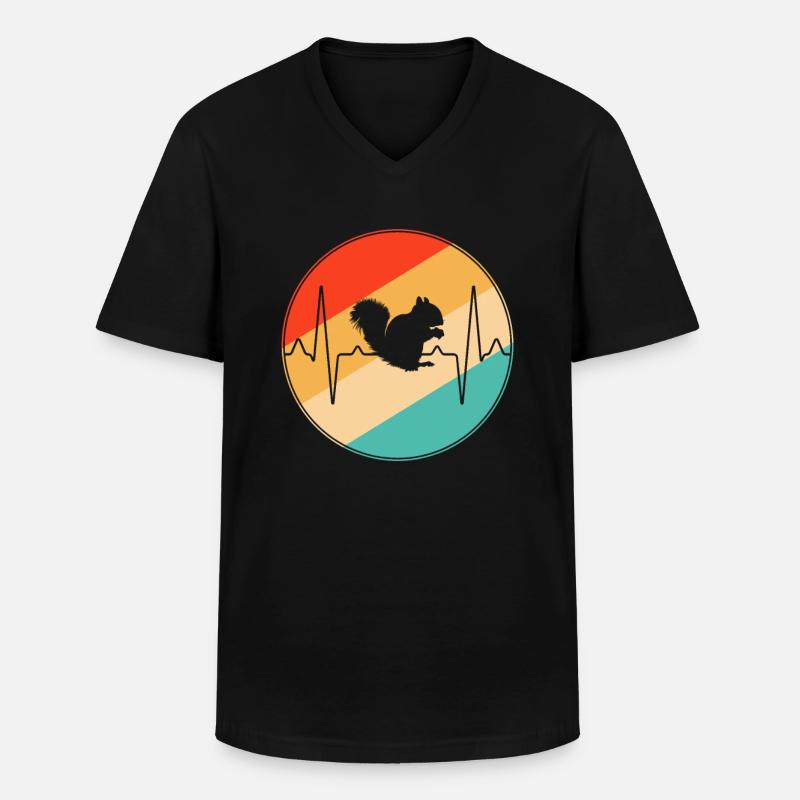 Eichhörnchen Retro Herzschlag - Männer-T-Shirt mit V-Ausschnitt - Schwarz