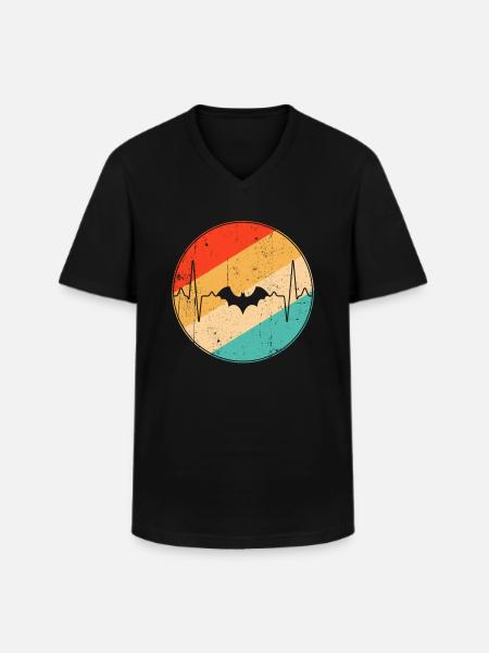 Bat Retro Heartbeat - T-shirt col V Homme - noir