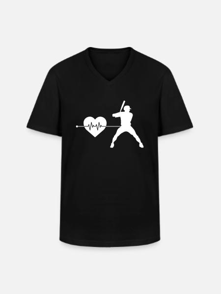 Baseball heartbeat - Men's V-Neck T-Shirt - black