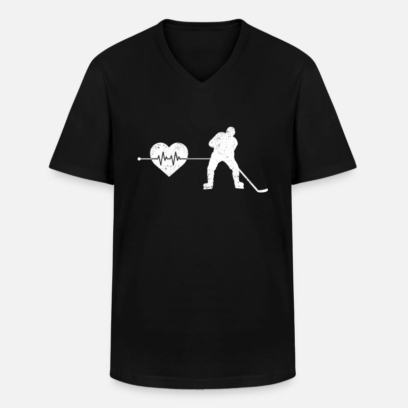 Eishockey Herzschlag - Männer-T-Shirt mit V-Ausschnitt - Schwarz