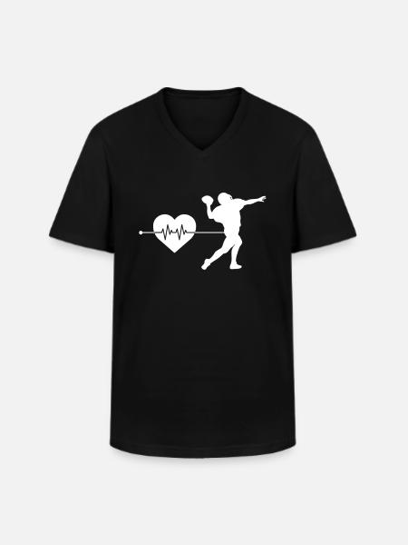 Rugby heartbeat - Men's V-Neck T-Shirt - black