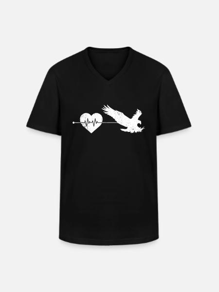 Eagle heartbeat - Men's V-Neck T-Shirt - black
