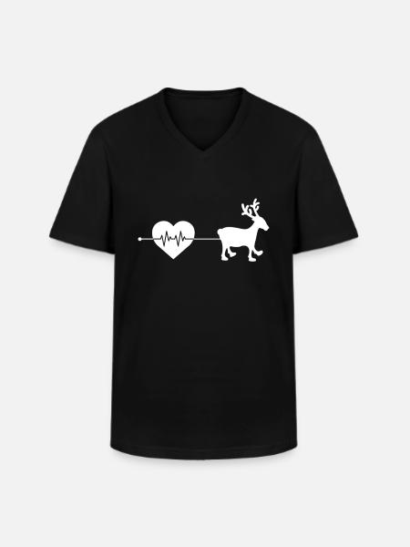 Elch Herzschlag - Männer-T-Shirt mit V-Ausschnitt - Schwarz