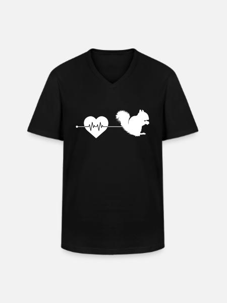 Squirrel heartbeat - Men's V-Neck T-Shirt - black