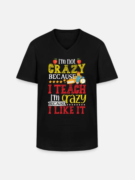 Crazy Teacher School Teaching - Men's V-Neck T-Shirt - black