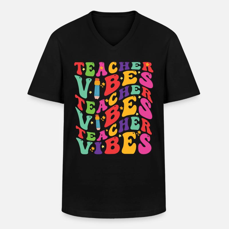 Lehrer-Vibes - Männer-T-Shirt mit V-Ausschnitt - Schwarz