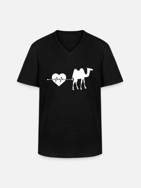 Camel heartbeat - Men's V-Neck T-Shirt - black