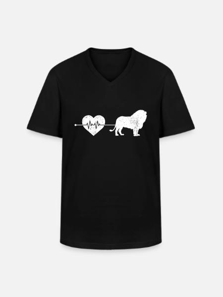 Leo heartbeat - Men's V-Neck T-Shirt - black