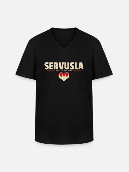 Servusla - Franken fränkisch fränggisch - Männer-T-Shirt mit V-Ausschnitt - Schwarz