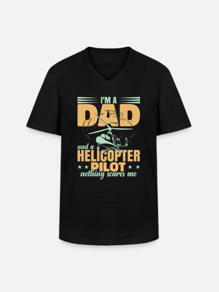Helicopter Pilot Dad - Men's V-Neck T-Shirt - black