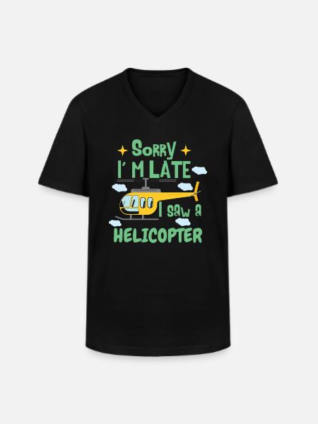 Funny Kids Helicopter - Men's V-Neck T-Shirt - black