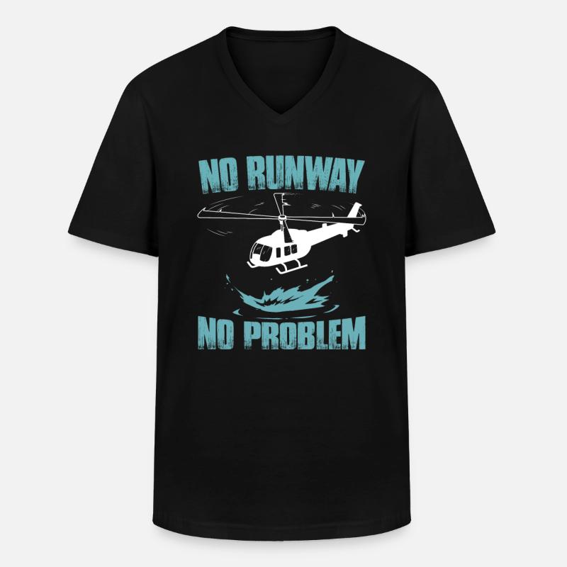 Hélicoptère drôle - T-shirt col V Homme - noir