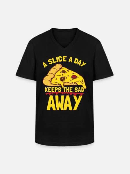 Funny Pizza Quote - Men's V-Neck T-Shirt - black